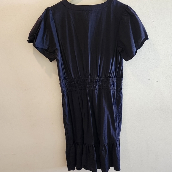 LOFT Size Medium Black Cotton/Rayon Summer Dress With Ruffle Hem NWOT - Picture 2 of 6